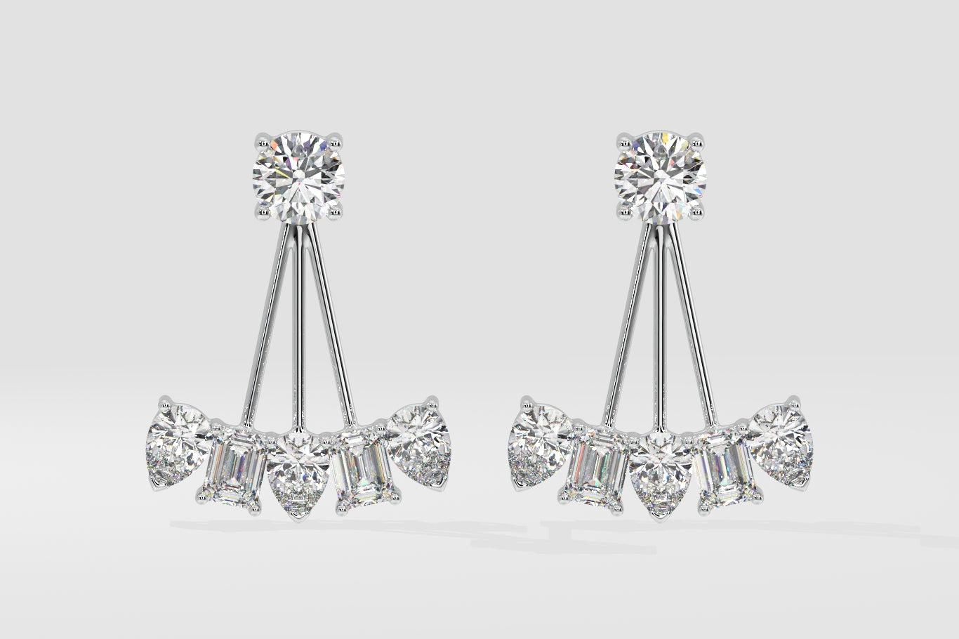 Contemporary Diamond Fan Drop Earrings - Main Image