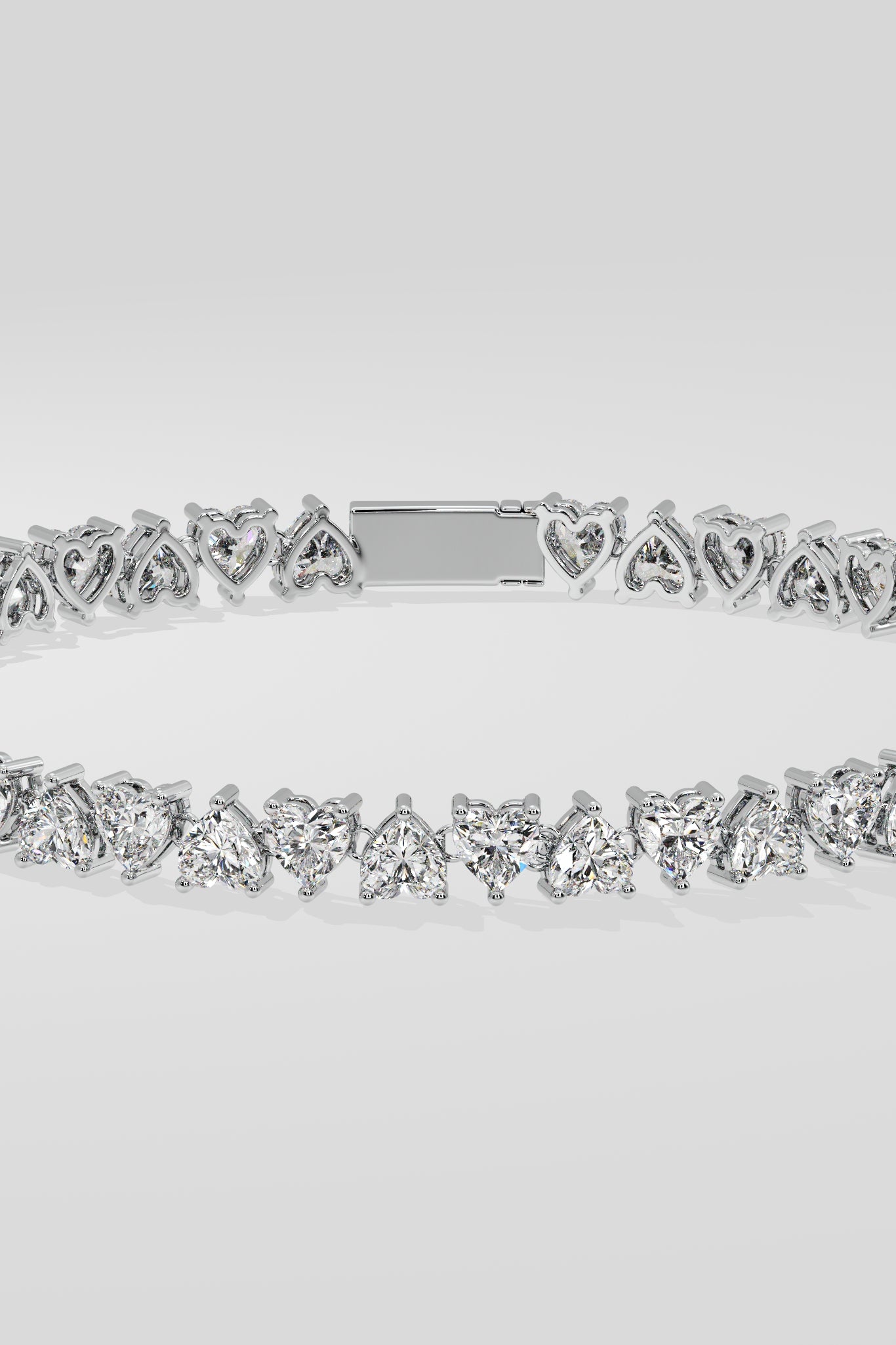 Heart Diamond Bracelet, 14k / 18k White Gold Diamond